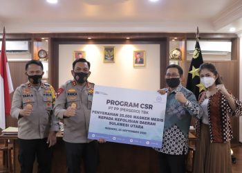 Dukung Gerakan Sejuta Masker Polda Sulut, PT PP (Persero) Tbk Bantu 25 Ribu Masker Medis