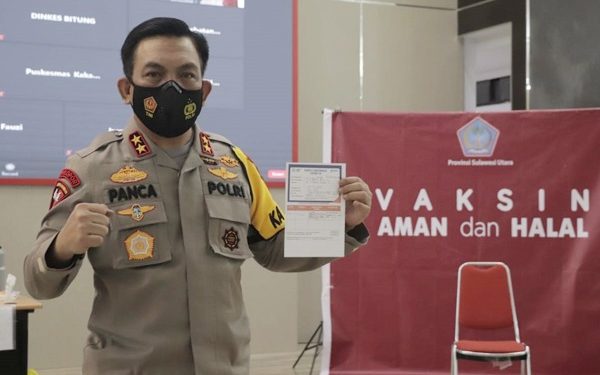 Terima Suntikan Perdana Vaksin C-19, Kapolda Sulut Ajak Sukseskan Program Vaksinasi Nasional