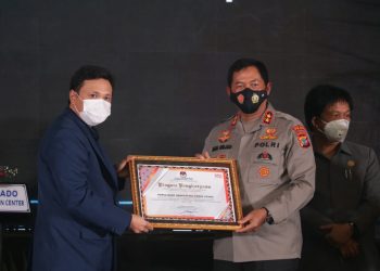 Sukses Kawal Pilkada Serentak Tahun 2020, Polda Sulut Terima Penghargaan dari KPU