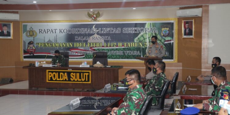 Mantapkan Kesiapan Pengamanan Idul Fitri 1442 H, Polda Sulut Gelar Rakor Bersama Instansi Terkait