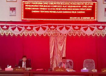 Tetapkan Perda BMD, Bupati Iskandar Hadiri Rapat Paripurna DPRD Bolsel