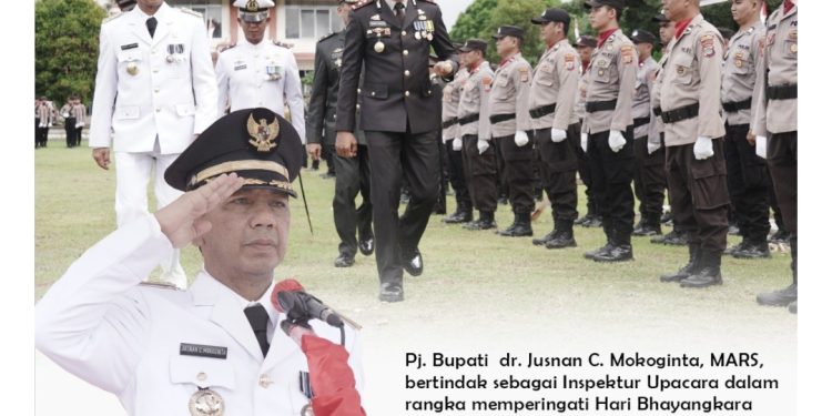 Peringati HUT Bhayangkara Ke-78, Pj Bupati Upacara Bersama Polres Bolmong