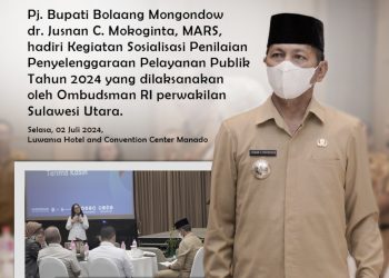 Bersama Gubernur, Pj Bupati Bolmong Hadiri Sosialisasi Ombudsman RI